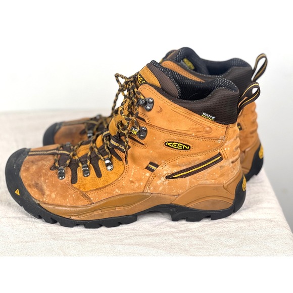 KEEN Mens Waterproof Hiking Boots 12EE Brown Leather Safety Toe READ - Picture 5 of 16